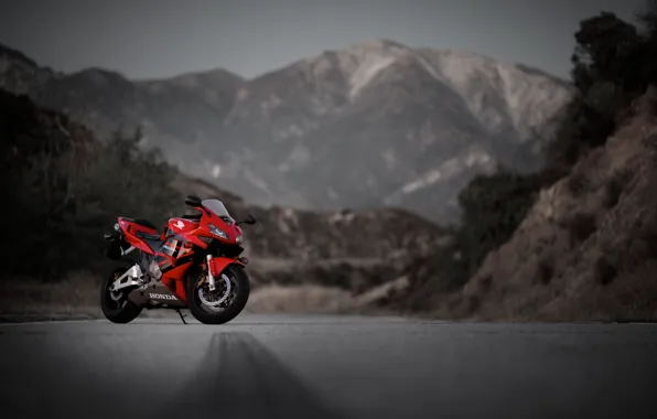 Picture road, mountains, red, motorcycle, red, honda, Honda, cbr600rr