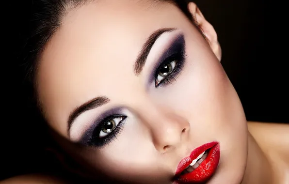 Picture look, model, makeup, lipstick, lips, black background