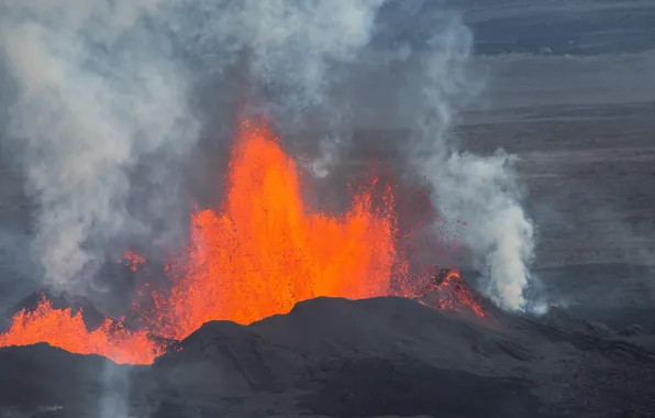 Picture the sky, the volcano, the eruption, lava, Iceland, Bardarbunga