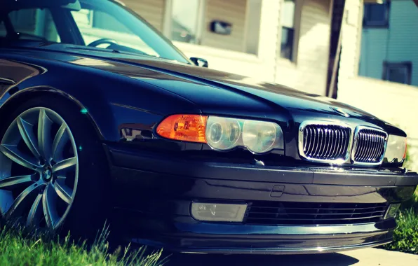 Picture the hood, BMW, Boomer, BMW, Lights, front, bumper, Stance, E38, Bimmer, 750il