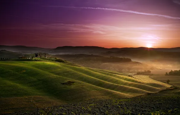 Picture the sky, the sun, field, Tuscany
