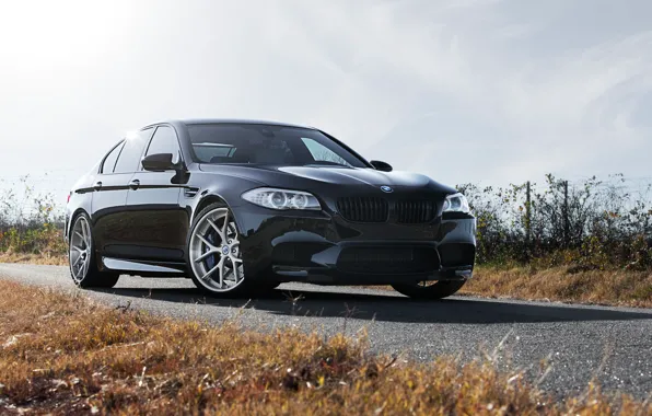 Picture the sky, clouds, black, BMW, BMW, black, front view, f10