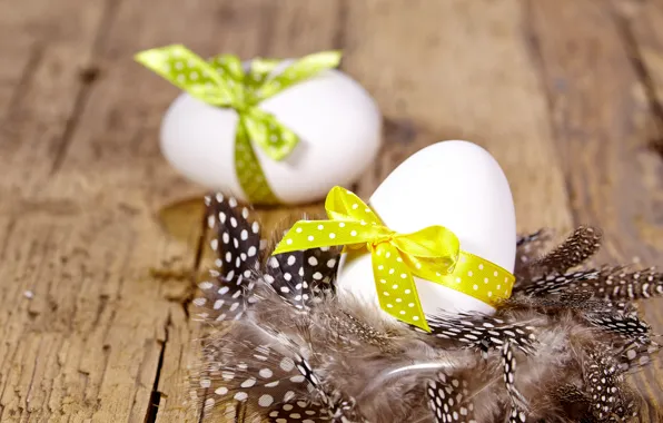 Picture eggs, spring, feathers, Easter, wood, Verba, spring, Easter, eggs, easter, bow, decoration, feather