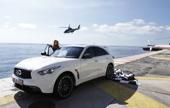 Picture the sky, girl, wheel, helicopter, infiniti, fx50, hatchback, quote, vettel edition