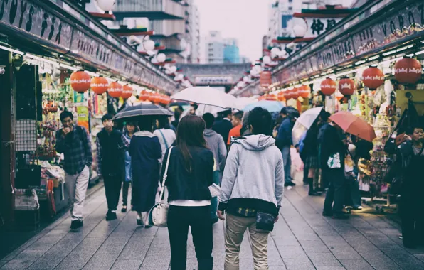 Picture Tokyo, Japan, people, cityscape, market, rainy, everyday life, urban scene