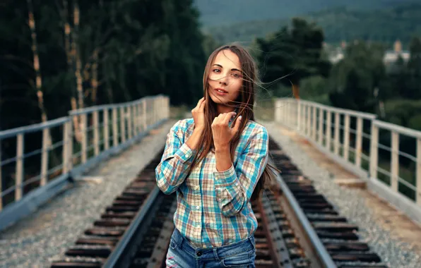 Picture jeans, cell, shirt, brown-eyed, Dasha