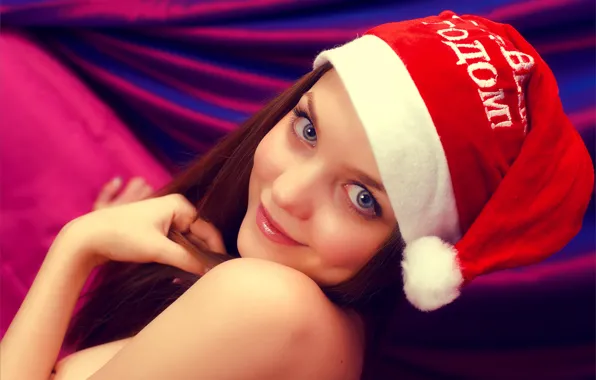 Picture look, girl, smile, sweetheart, new year, cap, happy new year, amelie