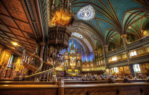 Picture Canada, Church, balcony, religion, column, The Notre Dame Basilica, Basilique Notre Dame de Montreal, the …