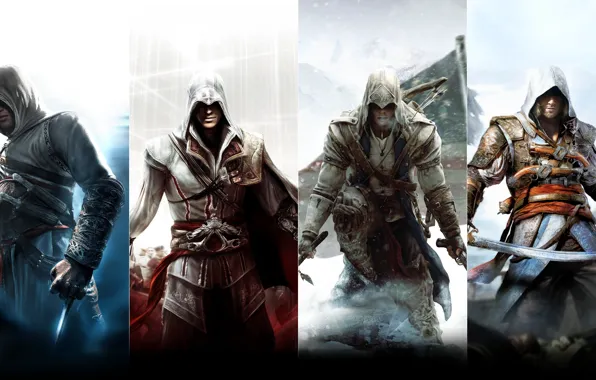 Picture Assassin's Creed, Altair, Ezio Auditore da Firenze, Connor Kenway, Edward Kenway