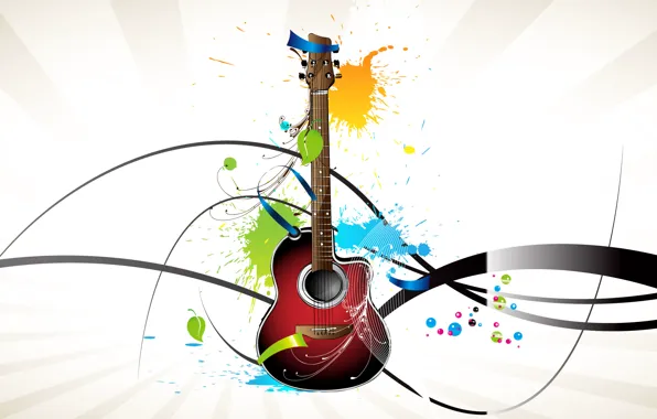 Picture collage, guitar, vector, tool
