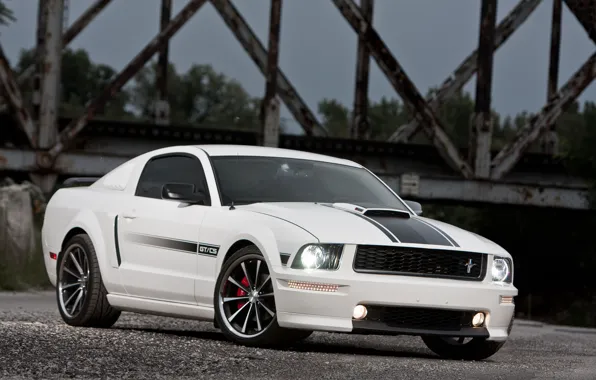 Picture white, bridge, Mustang, Ford, Mustang, white, muscle car, Ford, GT/CS