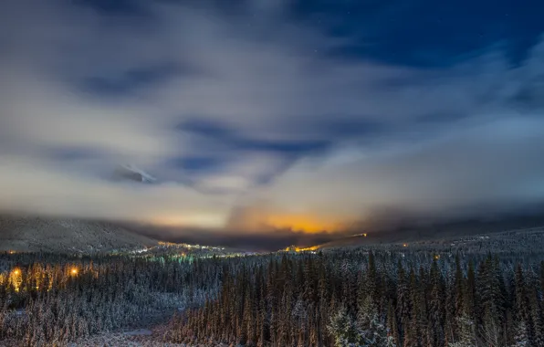 Picture landscape, night, Alberta, Canada, Moonlight Sonata