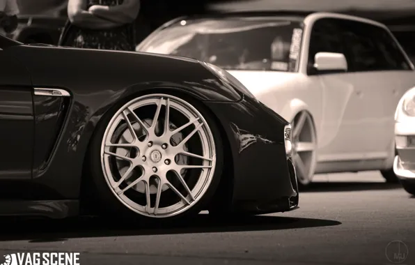 Picture black and white, Porsche, tuning, casting