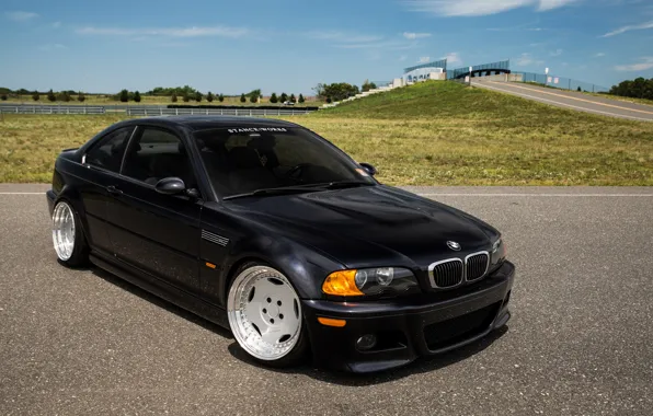 Picture BMW, E46, WHEELS, BLACK, STANCE, HROME, WORKS