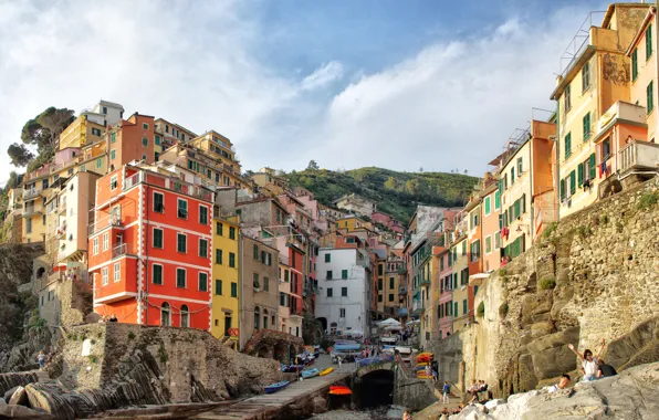 Picture landscape, rocks, home, Italy, Riomaggiore, Liguria