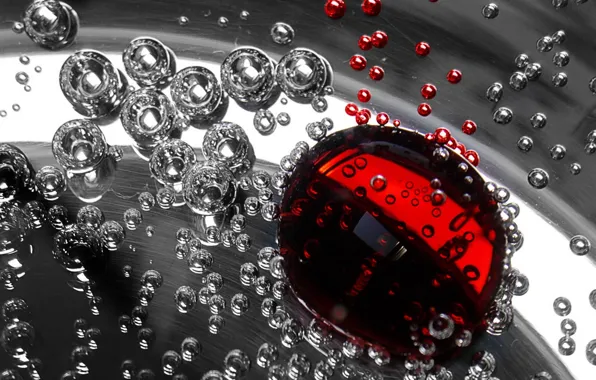 Picture red, liquid, Bubbles
