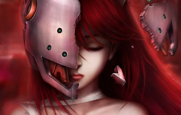 Picture girl, anime, art, Elfen Lied, ears, bandages, naked, lucy, inira, elven song