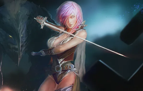 Picture girl, sword, Lightning, Square Enix, Lightning Returns: Final Fantasy XIII