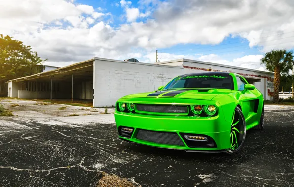 Picture Dodge, SRT8, Challenger, Green, Front, Tuning, Rider, Chall
