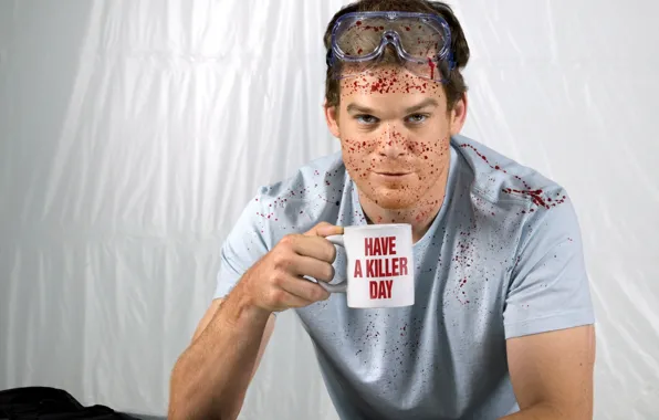Picture squirt, blood, Cup, actor, maniac, Dexter, the series, killer, Dexter, season 6, Michael C. Hall, …