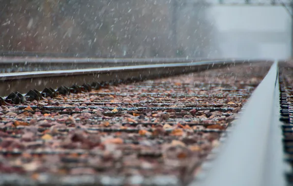Picture snow, metal, focus, railroad