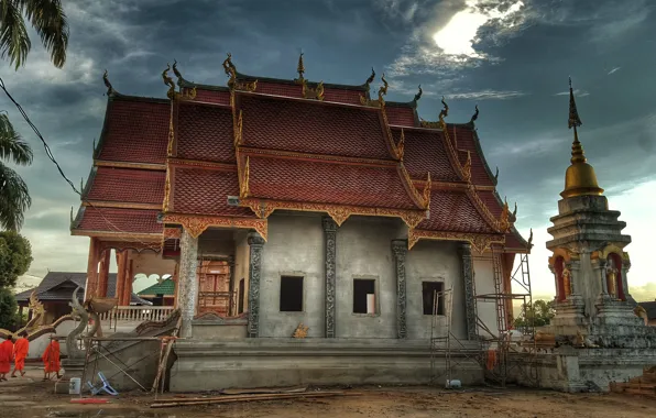 Picture oriental, monastery, building under construction