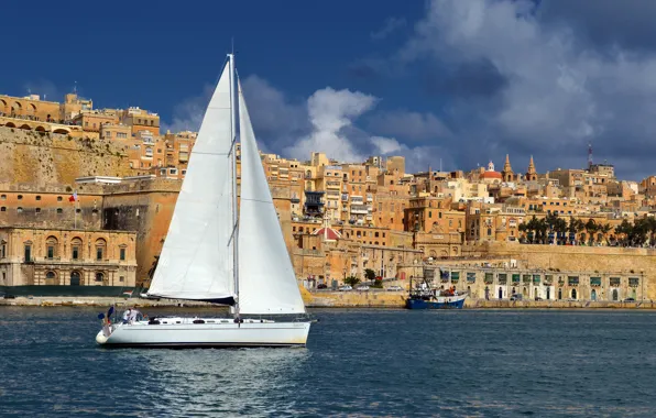Picture sea, the city, photo, home, sailboat, yacht, Malta