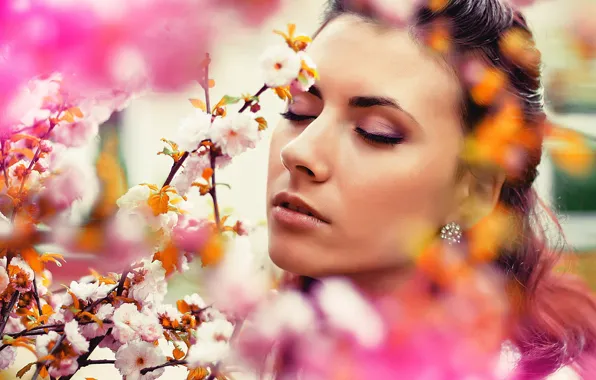 Picture eyes, girl, flowers, photographer, aroma, face, Martin Brest