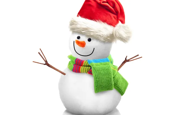 Picture snowman, christmas, new year, cute, snowman, santa hat