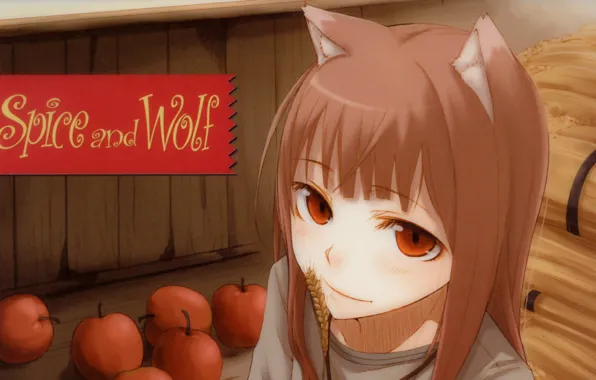 Picture wheat, apples, Horo, ears, Holo, Spice and Wolf, Spice and wolf