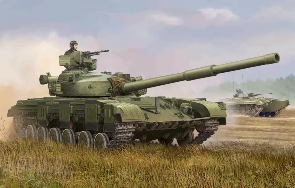 Picture war, art, painting, tank, T-64 Main Battle Tank