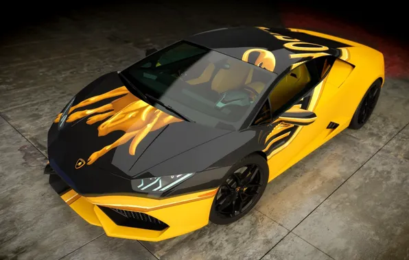 Picture Tuning, SuperCar, Lamborghini Huracan, Black&amp;Yellow