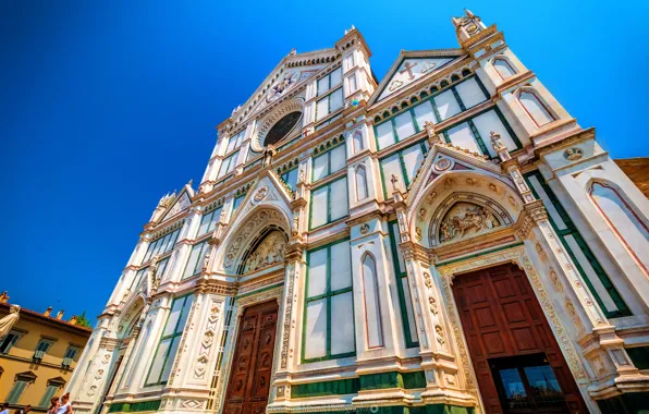 Picture the sky, Italy, Florence, architecture, facade, Basilica of Santa Croce