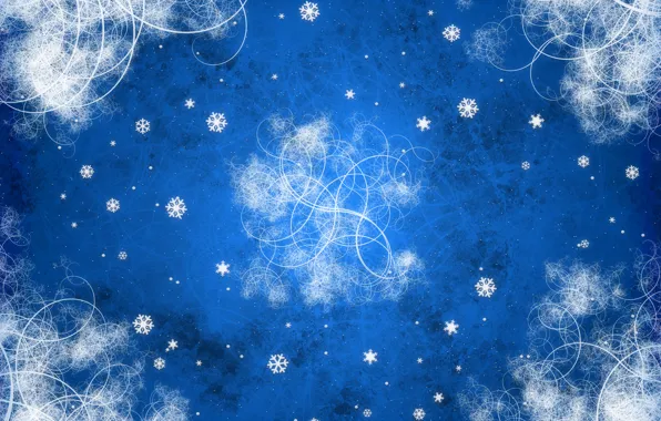 Picture snowflakes, blue, patterns, curls, new year