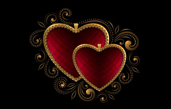 Picture hearts, metal, love, gold, hearts, luxury