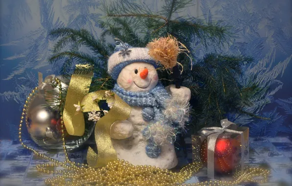Picture pattern, toys, spruce, frost, snowman