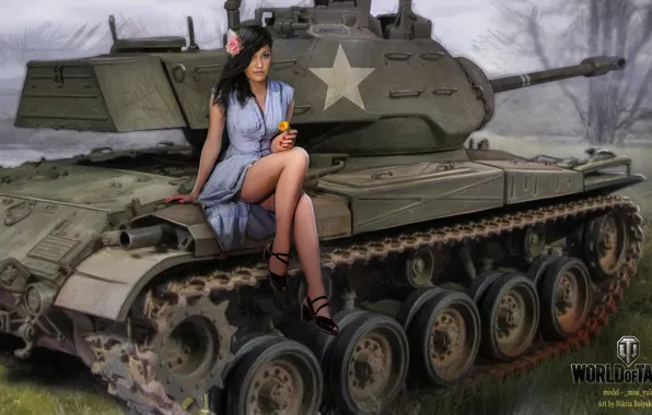 Picture flower, girl, tank, girl, tanks, WoT, World of tanks, tank, World of Tanks, tanks, Wargaming.Net, …