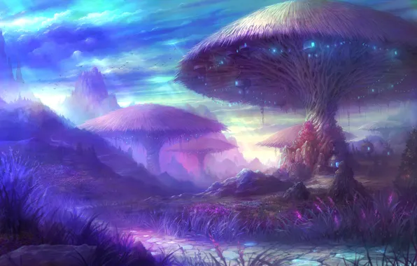 Picture mushrooms, planet, home