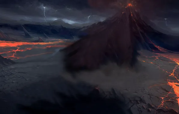 Picture zipper, The volcano, lava