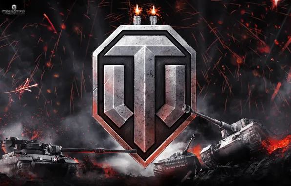 Picture night, fire, smoke, logo, candles, sparks, emblem, tanks, World of Tanks