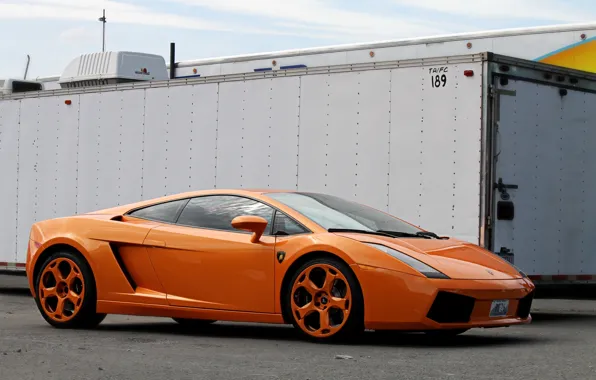 Picture Lamborghini, wheels, Gallardo, orange