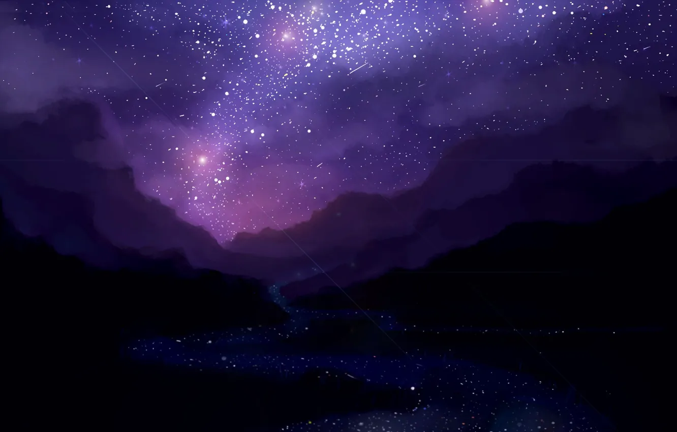 Wallpaper night, art, starry sky images for desktop, section живопись -  download