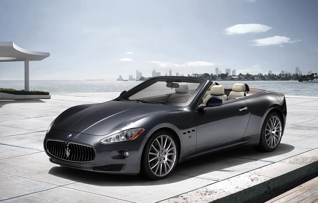 Photo wallpaper sea, Maserati, convertible