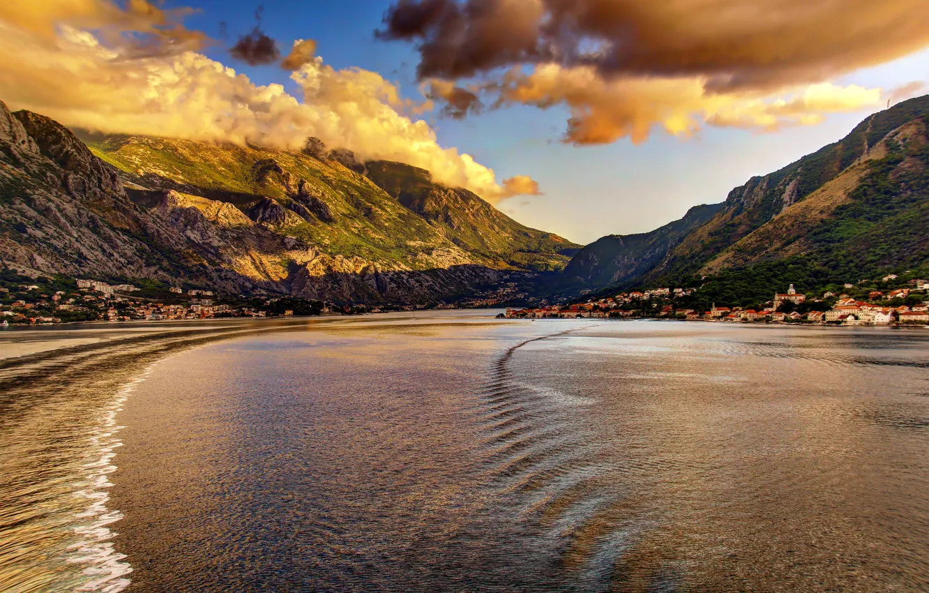 Photo wallpaper sea, mountains, nature, the city, photo, coast, Montenegro