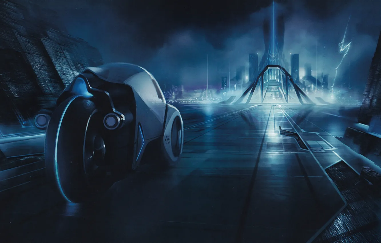 Photo wallpaper the city, movie, the throne, tron, the cycle