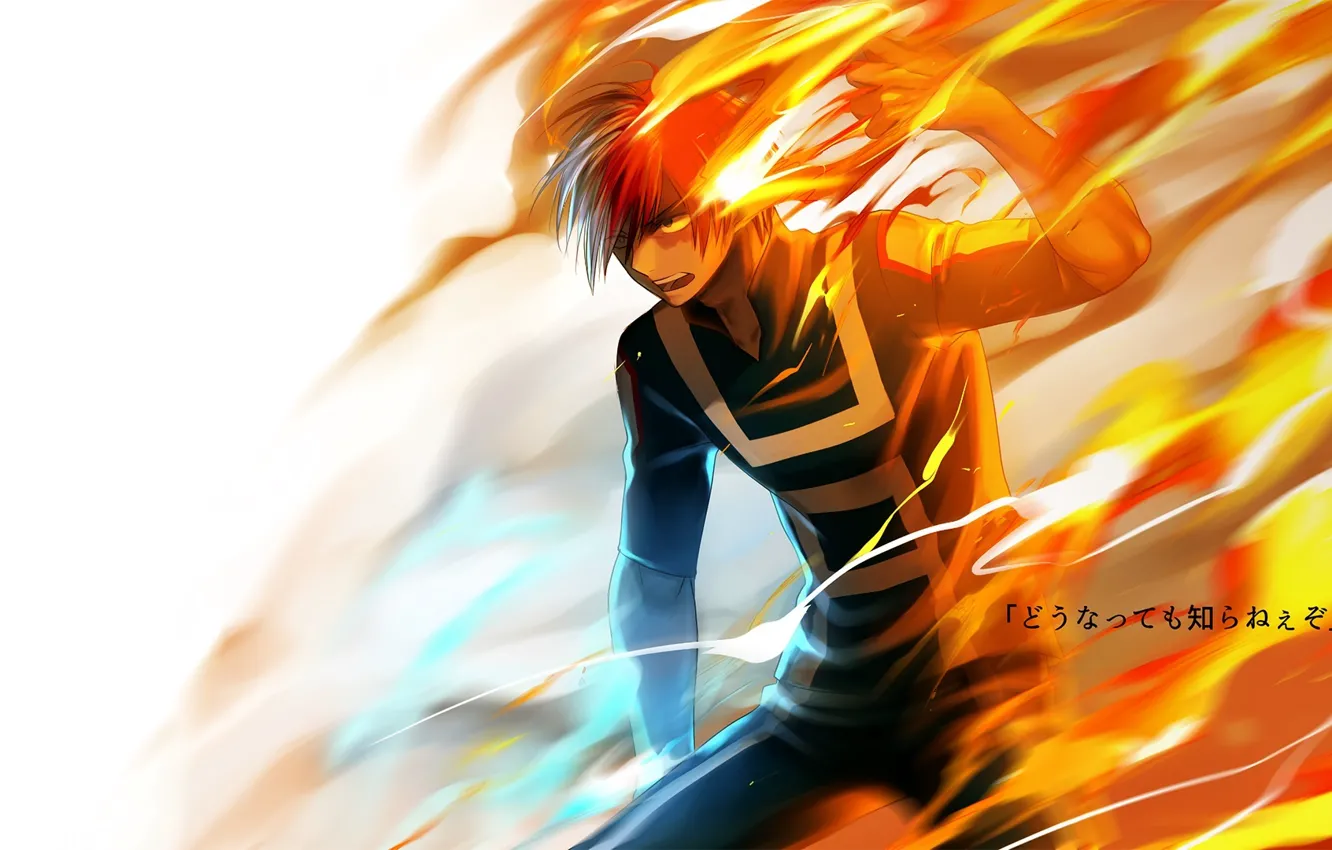 Wallpaper fire, anime, art, guy, Boku no Hero Academy images for desktop,  section прочее - download