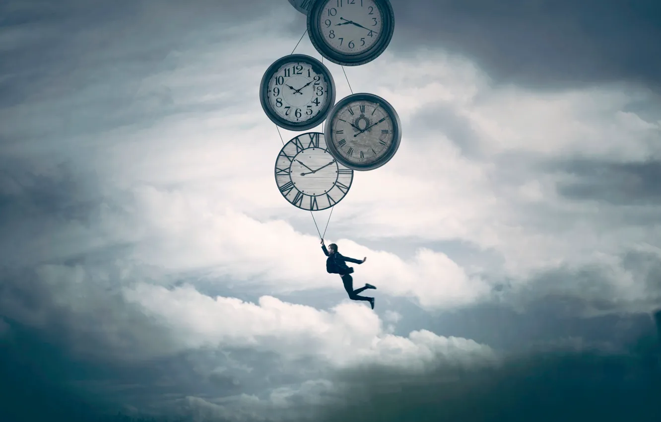 Wallpaper the sky, watch, people, flight, Time Machine, Vincent Bourilhon  images for desktop, section ситуации - download