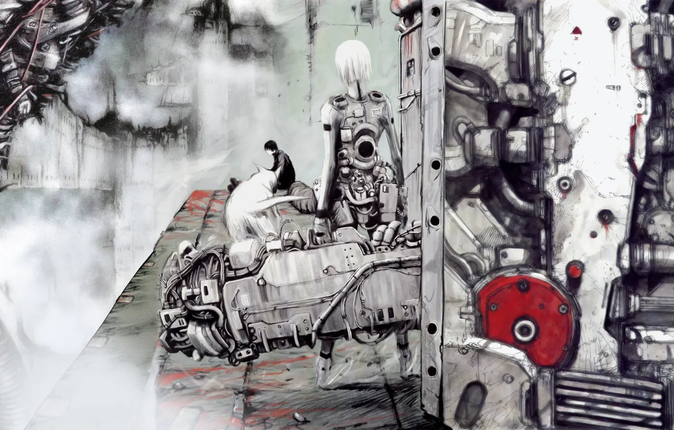 Wallpaper girl, guy, cyberpunk, art, Blame!, manga images for desktop,  section сэйнэн - download