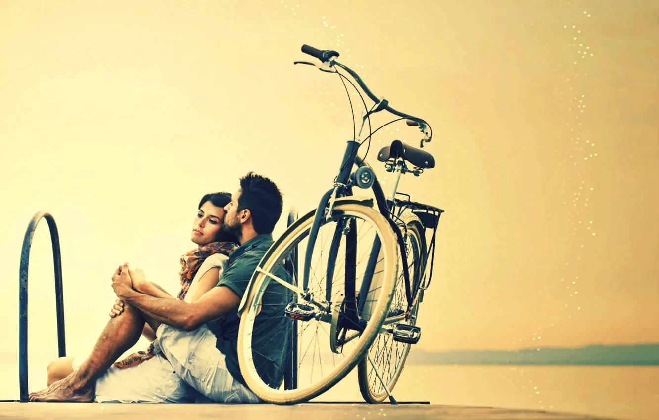 Wallpaper girl, bike, background, stay, widescreen, Wallpaper, mood, woman,  relax, pair, wallpaper, male, guy, bicycle, a couple, widescreen images for  desktop, section настроения - download