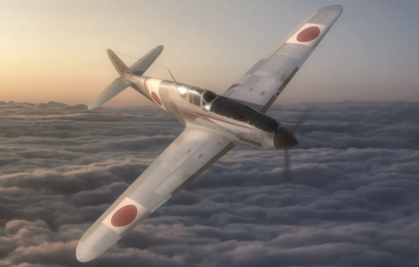 Wallpaper the sky, graphics, fighter, art, army, Japanese, WW2, 
